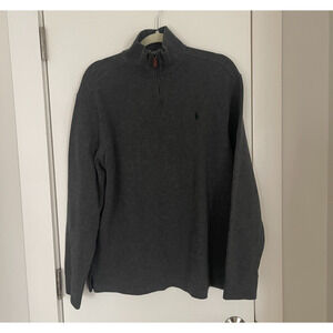 Polo Ralph Lauren Sweater Men XL Gray Estate Rib 1/4 Zip Pullover Logo Pony